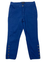 Signature Studio Women Size 6 (Measure 27x22.5) Blue Button Up Leg Stretch Pants - £9.02 GBP