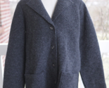 Eileen Fisher Boucle Wool Knit Classic Collar Jacket Charcoal Buttons Si... - $65.00