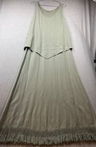 Soft Surroundings Womens Maxi Linen Dress Size L Boho Green Neutral Minimalist - £46.92 GBP