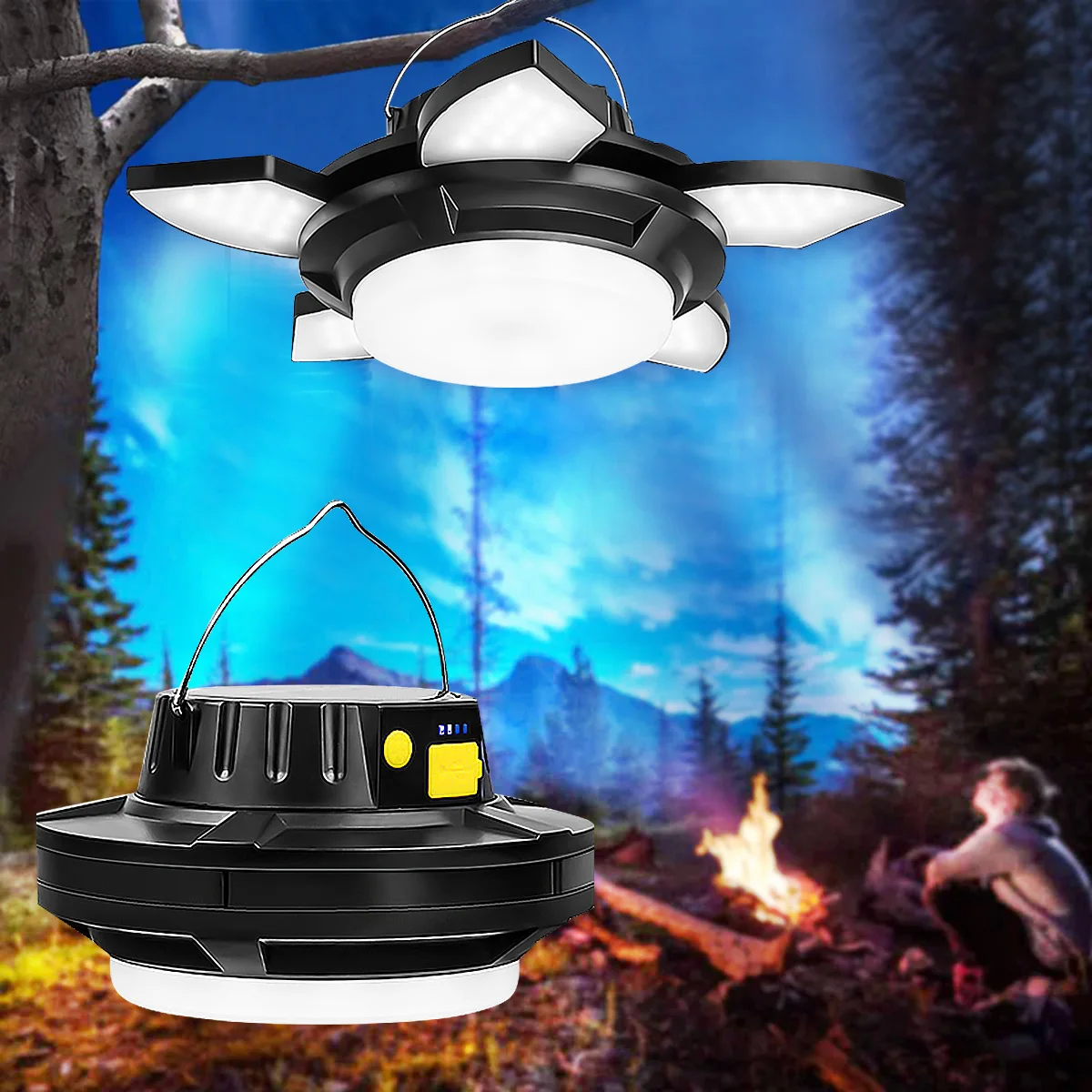 Solar camping lights Lantern Rechargeable with 4000mAh Power Bank Waterproof Ten - £181.22 GBP