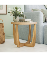 Rattan &amp; Glass Side Table with Solid Wood Frame by Drew Barrymore, Warm ... - €168,61 EUR