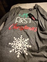 Electric Pink Bumps First Christmas  Shirt Grey New Size Small Maternity... - $8.59