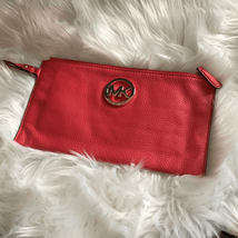 Michael Kors soft leather clutch red/orange - $54.45