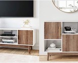 Nathan James Wesley Scandinavian Tv Stand Media Console With Wooden, White. - $210.99