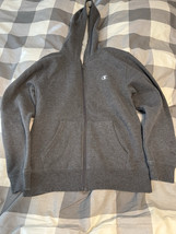 Champion Authentic Zip-Up Hoodie Men’s Large Dark Gray Full Zip Fleece-Lined - $13.54