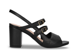 Vegane Sandalen für Damen Peeptoe Slingback aus Schwarz Apple Skin mit S... - $110.20