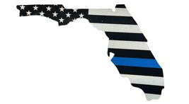 FLORIDA Thin Blue Line USA Flag Reflective Decal Sticker Police - £6.26 GBP