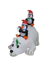 6 Foot Long Christmas Inflatable Penguins Fishing on Polar Bear Yard Decoration - £88.67 GBP