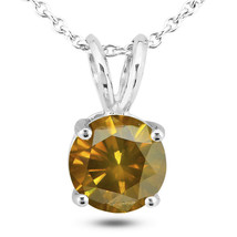 Diamond Solitaire Pendant Natural Round Shape Fancy Orange 14K VS2 2.16 Carat - £2,465.55 GBP