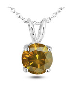 Diamond Solitaire Pendant Natural Round Shape Fancy Orange 14K VS2 2.16 ... - £2,437.64 GBP