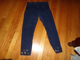 Michael Kors dark wash 5 pocket skinny jeans embellished hem 8 Excellent - $11.16