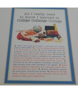All I Really Need To Know I Learned In College Wall Hanging Matted New U... - £6.17 GBP