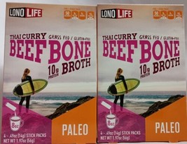 LonoLife Thai Curry Beef Bone Broth 10g Protein 8 Sticks Exp 10/25  - £19.94 GBP