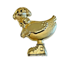 Brooch Duck Pin Vintage AJC Figural Gold Tone Marked 2 Inches Tall - $18.55