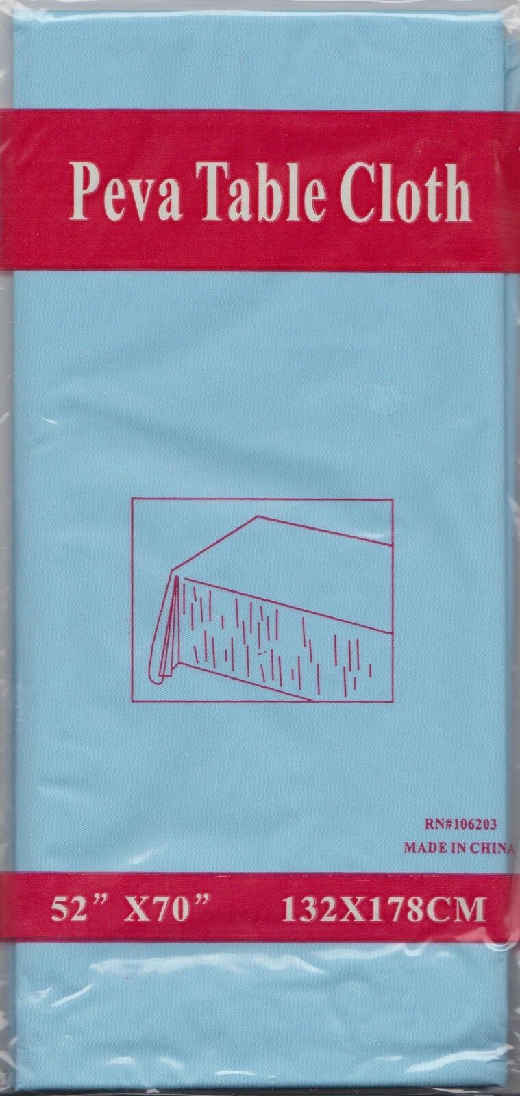 NEW PEVA TABLECLOTH 132cm x 178cm (132cm x 178cm) - Light Blue - $4.98