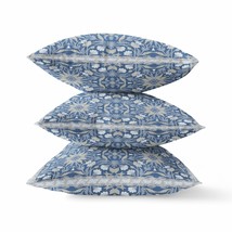 16 Blue Gray Paisley Zippered Suede Throw Pillow - £48.65 GBP