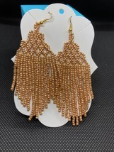 Hand Crafted, Hand Threaded, Netted with Fringe Dangle Earrings, New - £23.82 GBP