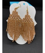 Hand Crafted, Hand Threaded, Netted with Fringe Dangle Earrings, New - £23.82 GBP