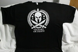 Spartan Helmet Cross Swords Victory Or Death T-SHIRT - $13.33