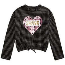 Belle Du Jour Big Girls Sequined Heart Drawstring Shirt, Various Sizes - £19.59 GBP