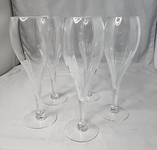 Mid Century Wine Champagne Water Glasses Teardrop Clear Glass Set Of 5 Vintage - $9.61