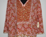 Lucky Brand Womens Shirt XL Orange Floral Boho Top Blouse NEW Cotton Blend - £24.04 GBP