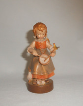 Dolfi Drummer Girl Birds 3&quot; Wood Carved Figure Sculpture Hand Painted It... - $29.70