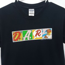 Rare Vtg DARE Resist Drugs Black Comic Block Logo Lion T Shirt Mens Sz Small - £22.32 GBP