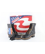 NOS Vintage 90s Streetwear Womens 6.5 Fringed Leather Logger Boots Black... - €140,67 EUR