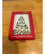 CRATE &amp; BARREL Set Of 4 Christmas Jolly Trees APPETIZER PLATES By Jane D... - $49.49