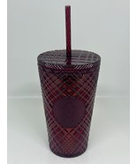 NEW Starbucks 2023 Holiday Edition Ruby Red Textured Tumbler With Straw ... - £18.05 GBP