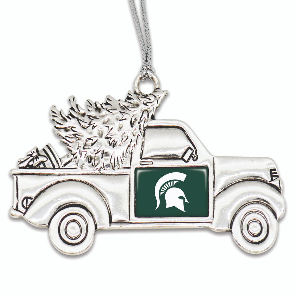 43491 From the Heart Vintage Truck Team Logo Ornament Michigan State Spartans