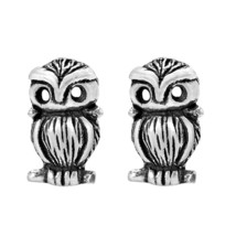 Intuitive Little Night Owl .925 Sterling Silver Stud Earrings - £8.03 GBP
