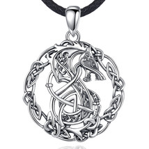 925 Sterling Silver Viking Wolf Necklace For Man Women Vintage Celtic Knot Wolf  - £29.85 GBP