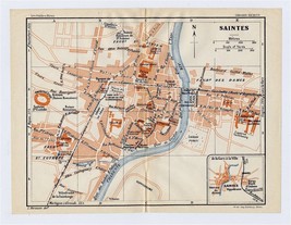 1926 Original Vintage City Map Of Saintes / POITOU-CHARENTES / France - £16.99 GBP