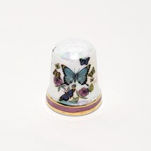 Saugatuck Michigan Butterfly Thimble Souvenir Porcelain Vintage 1&quot; Iride... - £13.74 GBP