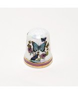 Saugatuck Michigan Butterfly Thimble Souvenir Porcelain Vintage 1&quot; Iride... - £13.48 GBP