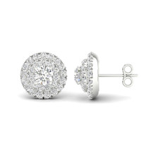 Authenticity Guarantee 
1Ct Round Diamond  Double Halo Stud Earrings in 10K W... - £1,017.78 GBP