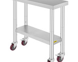 12&quot; x 30&quot; Kitchen Work Table With Wheels Commercial Kitchen Restaurant T... - $127.29