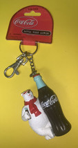 VINTAGE COCA COLA COLLECTIBLE BOTTLE BUDDY POLAR BEAR KEYRING - $14.73