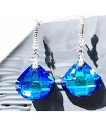 Blue LOVELY CRYSTAL DROP/DANGLE EARRINGS 1.5&quot; - €9,47 EUR