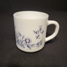 Arcopal France White Milkglass Blue &amp; White Glenwood Floral Mug Coffee Cup  - £6.99 GBP