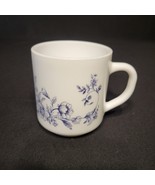 Arcopal France White Milkglass Blue &amp; White Glenwood Floral Mug Coffee Cup  - $12.17 CAD