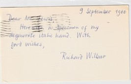 1966 Autograph Pulitzer Prize Richard Wilbur Poetry 1957 &quot;Things Of This World&quot; - £21.23 GBP