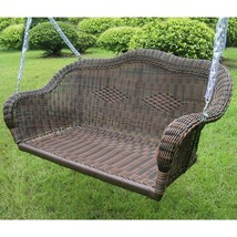 Brown Resin Wicker Porch Swing with 4-ft Hanging Chain - $12,815.22 MXN