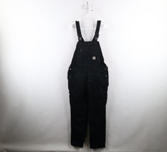 Vintage Carhartt Womens Small Distressed Spell Out Double Knee Overalls Black - £77.64 GBP