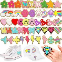 48 Pcs Iron On Patches Self Adhesive Chenille Patches For Backpacks Applique Pat - £33.80 GBP