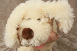 Toy Factory Stuffed Plush Cream Puppy Scruff Shabby Dog With Bone - £7.59 GBP