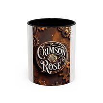 Crimson Rose Steampunk Logo Mug | Accent Coffee Mug  | Vintage Typography - $18.87+