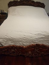 King Size White Bed Spread Shabby Chic Vintage - $79.19